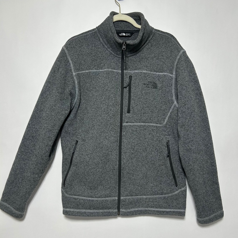 The North Face Chimborazo Mens Fleece‎ Jacket Full Zip Gray M Full Zip Pockets